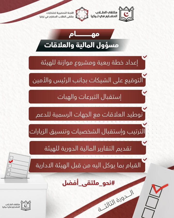 انتخابات ملتقى الطلاب الحضارم في تركيا تشمل الهيكلة والشفافية والرقابة